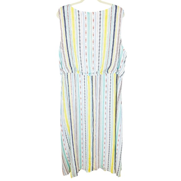 Coldwater Creek Maxi Dress 3X Sleeveless V Neck Stripe Aztec Tribal Southwestern - Picture 6 of 9
